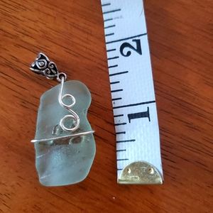 Light green Maine sea glass pendant